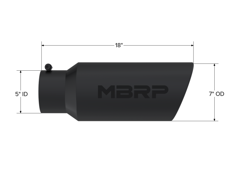 MBRP Universal Tip 7in O.D. Rolled End 5in inlet 18in length Black-thumbmail-4