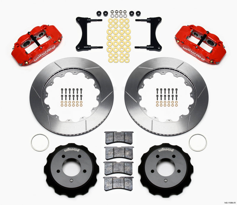 Wilwood Narrow Superlite 6R Front Hat Kit 14.00in Red 93-96 Mazda RX7-thumbmail-2