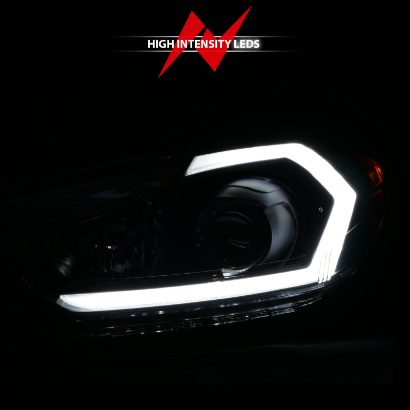 ANZO 2014-2016 Kia Forte Projector Headlights w/ Light Bar Black Housing w/ DRL-thumbmail-6