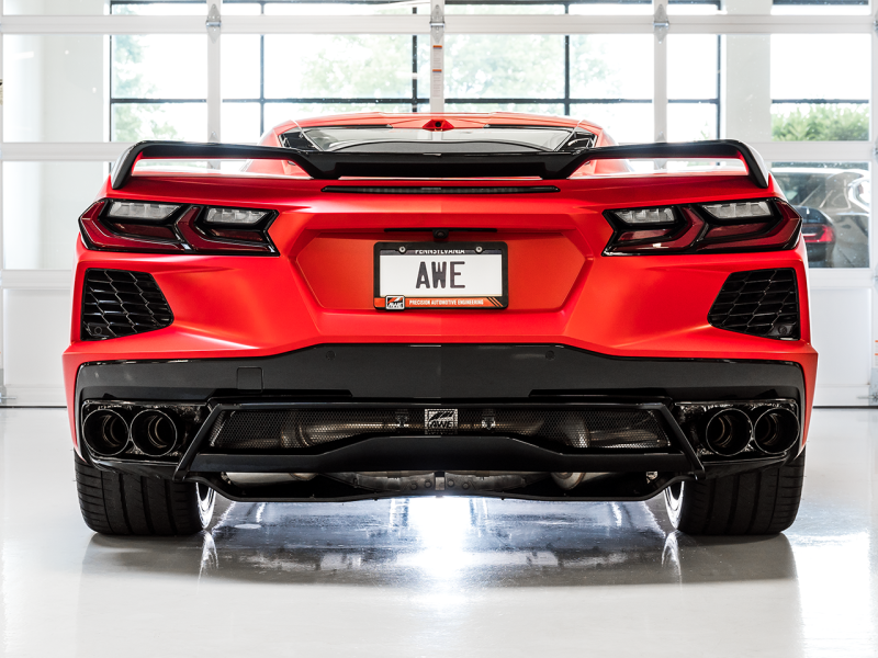 AWE Tuning 2020 Chevrolet Corvette (C8) Track Edition Exhaust - Quad Diamond Black Tips-thumbmail-16