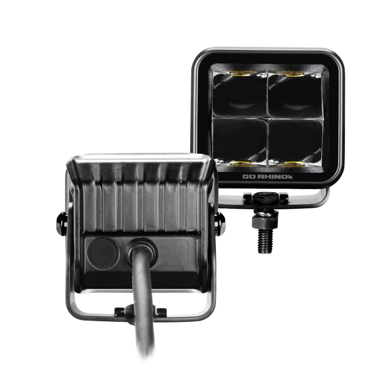 Go Rhino Xplor Blackout Series Cube LED Spot Light Kit (Surface/Threaded Stud Mnt) 2x2 - Blk (Pair)-thumbmail-10
