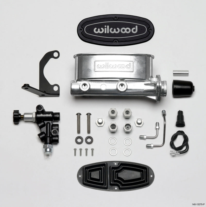 Wilwood HV Tandem M/C Kit w L/H Bracket & Prop Valve - 1 1/8in Bore Ball Burnished-thumbmail-2