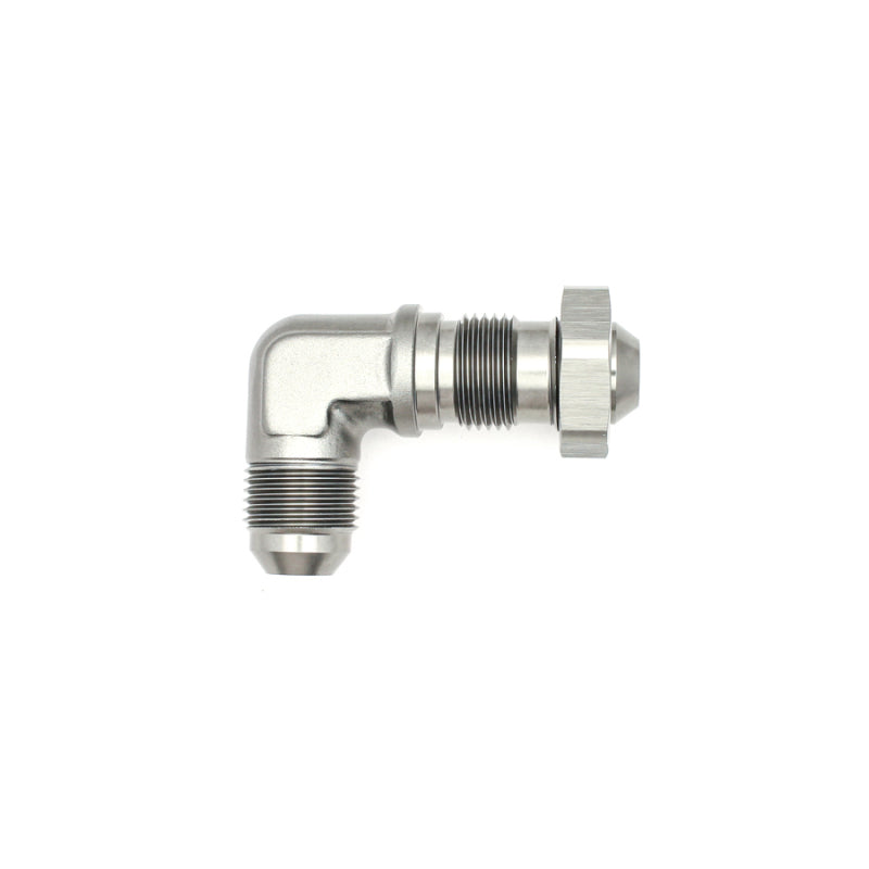 DeatschWerks 8AN Male Flare To 8AN Male Flare Bulkhead Adapter 90-Degree (Incl. Nut)-thumbmail-2