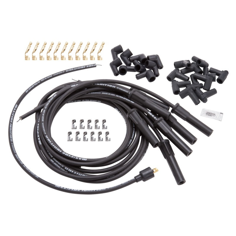 Edelbrock Spark Plug Wire Set Universal Flex Boots 500 Ohm Resistance 8 65mm Black Wire (Set of 9)-thumbmail-3