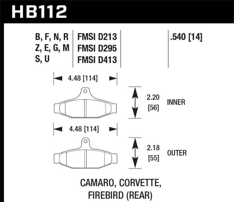 Hawk 88-89 Chevrolet Camaro 2.8L Rear ER-1 Brake Pads-thumbmail-1