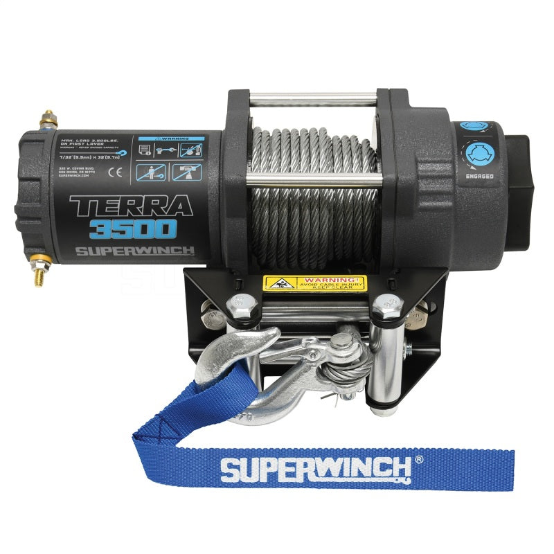 Superwinch 3500 LBS 12V DC 7/32 in x 32 ft Steel Rope Terra 3500 Winch - Gray Wrinkle-thumbmail-10