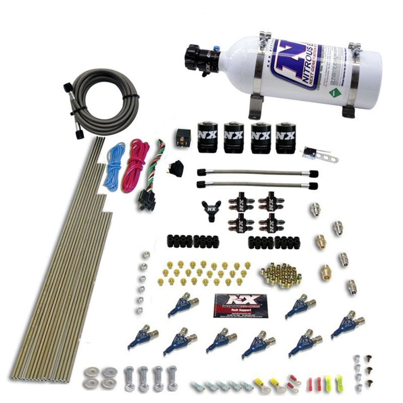 Nitrous Express 8 Cyl Piranha Direct Port 4 Solenoids Nitrous Kit (200-500HP EFI Jets) w/5lb Bottle-thumbmail-2