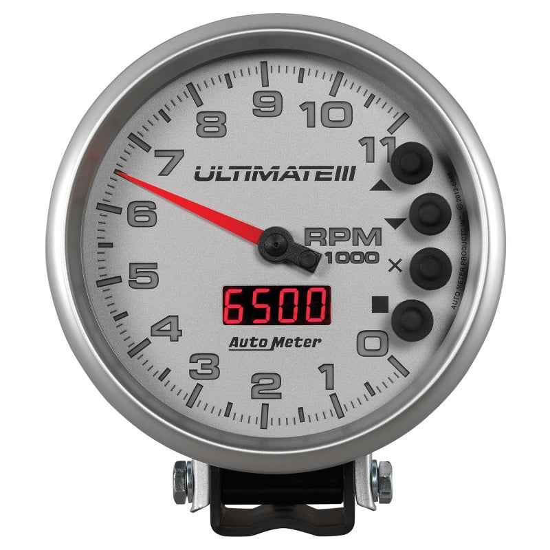 Autometer 5 inch Ultimate III Playback Tachometer 11000 RPM - Silver-thumbmail-1