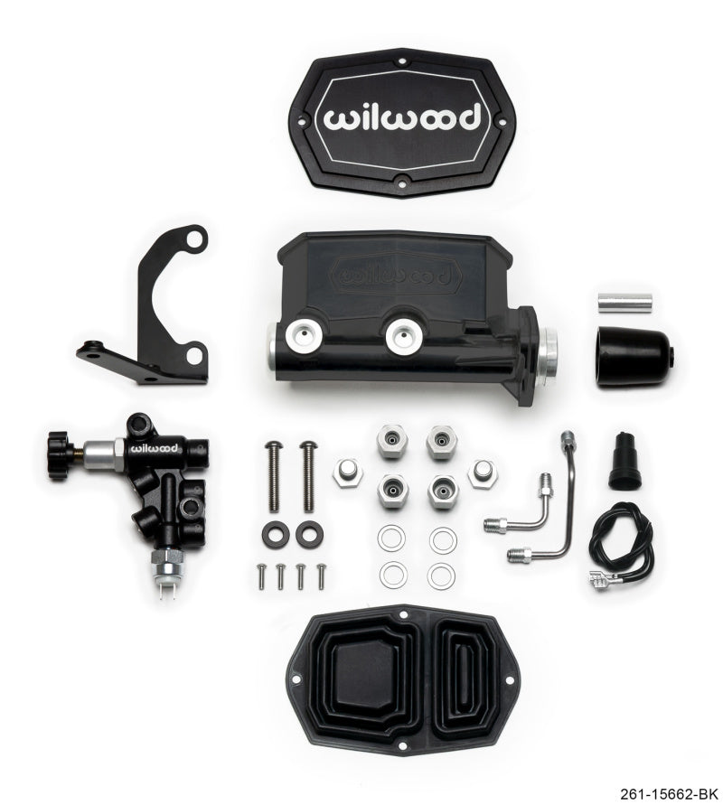 Wilwood Compact Tandem M/C - 1.12in Bore w/RH Bracket and Valve - Black-thumbmail-1