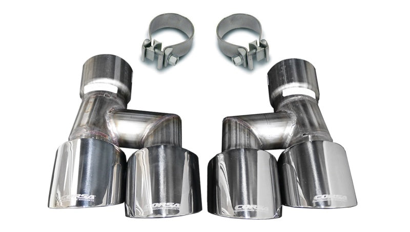 Corsa Twin 4.0in Polished Pro-Series Tip Kit (Clamps Included)-thumbmail-1