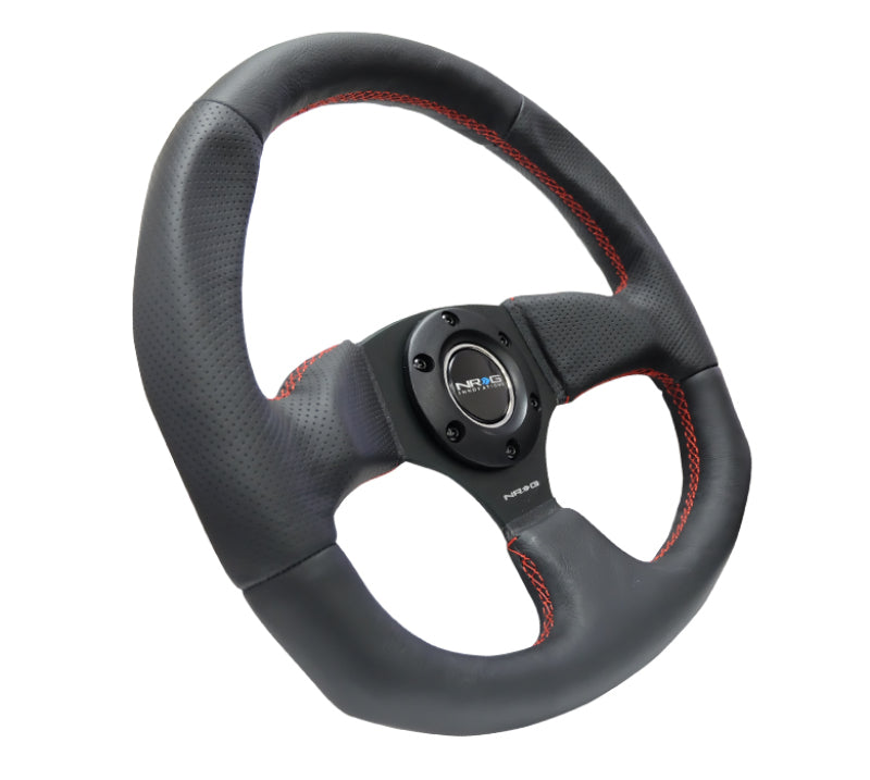 NRG Reinforced Steering Wheel (320mm Horizontal / 330mm Vertical) Leather w/Red Stitching-thumbmail-5