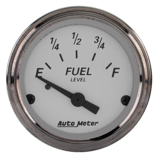 AutoMeter Gauge Fuel Level 2-1/16in. 73 Ohm(e) to 10 Ohm(f) Elec American Platinum