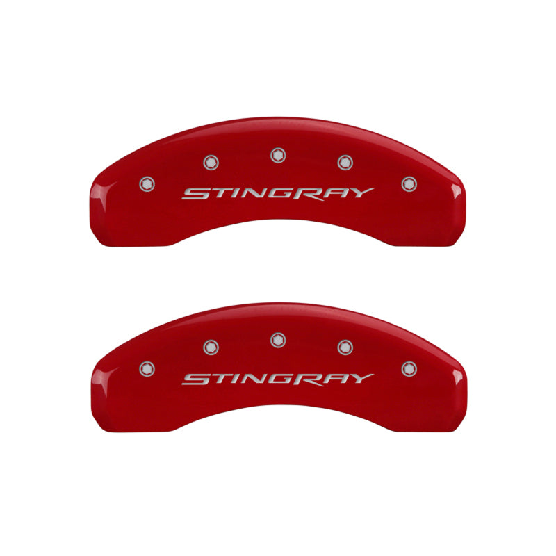 MGP 4 Caliper Covers Engraved Front & Rear Stingray Red finish silver ch-thumbmail-5