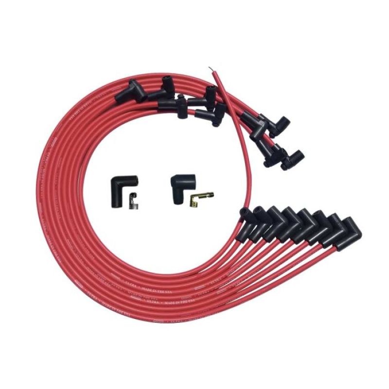 Moroso SBC Under Header 90 Deg Plug HEI Ultra Spark Plug Wire Set - Red-thumbmail-1