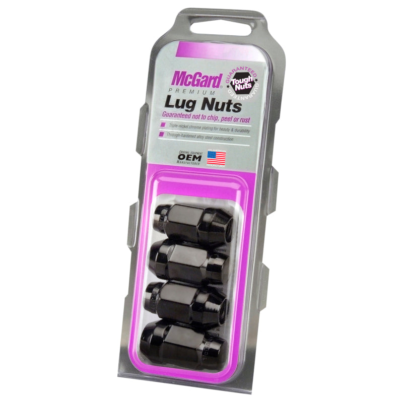McGard Hex Lug Nut (Cone Seat Bulge Style) M14X1.5 / 22mm Hex / 1.635in. Length (4-Pack) - Black-thumbmail-3