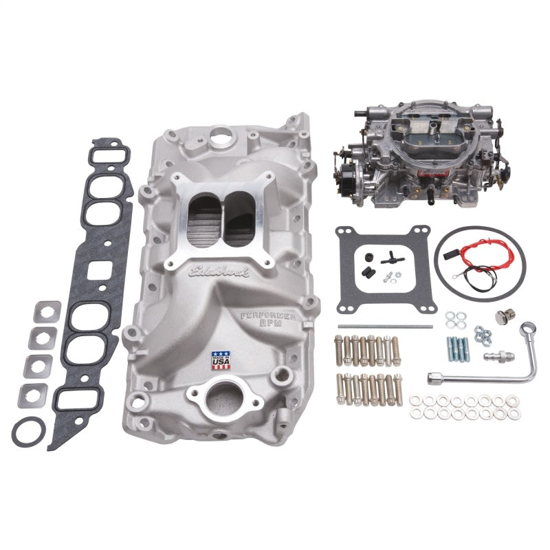 Edelbrock Manifold And Carb Kit Performer RPM Big Block Chevrolet Oval Port Natural Finish-thumbmail-3
