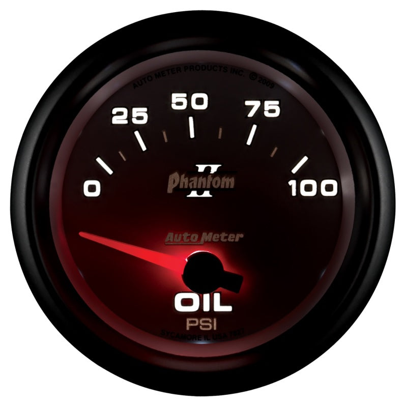 Autometer Phantom II 2 5/8in 0-100 PSI Short Sweep Electronic Oil Pressure Gauge-thumbmail-4