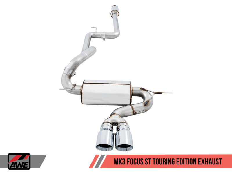 AWE Tuning Ford Focus ST Touring Edition Cat-back Exhaust - Resonated - Diamond Black Tips-thumbmail-4