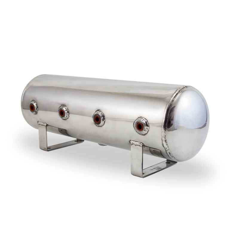 Air Lift 2.5 Gal Alum Air Tank - (4) 1/4in Face Ports & 1/4in Drain Port - 20in L X 6in D - Polished-thumbmail-2