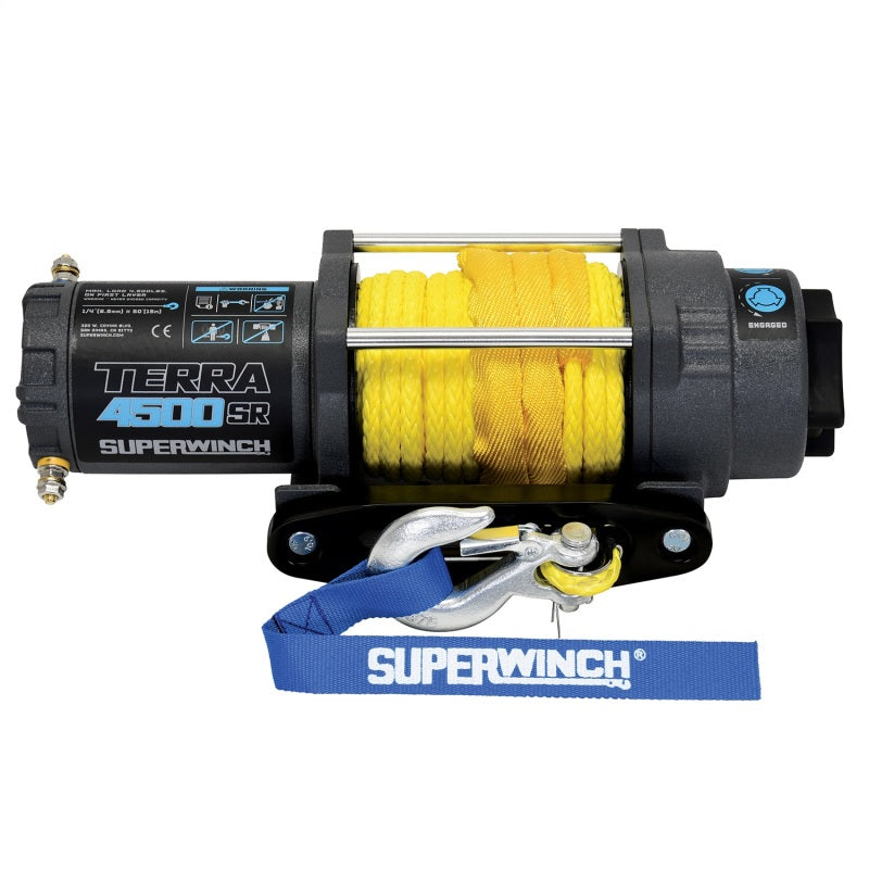 Superwinch 4500 LBS 12V DC 1/4in x 50ft Synthetic Rope Terra 4500SR Winch - Gray Wrinkle-thumbmail-10