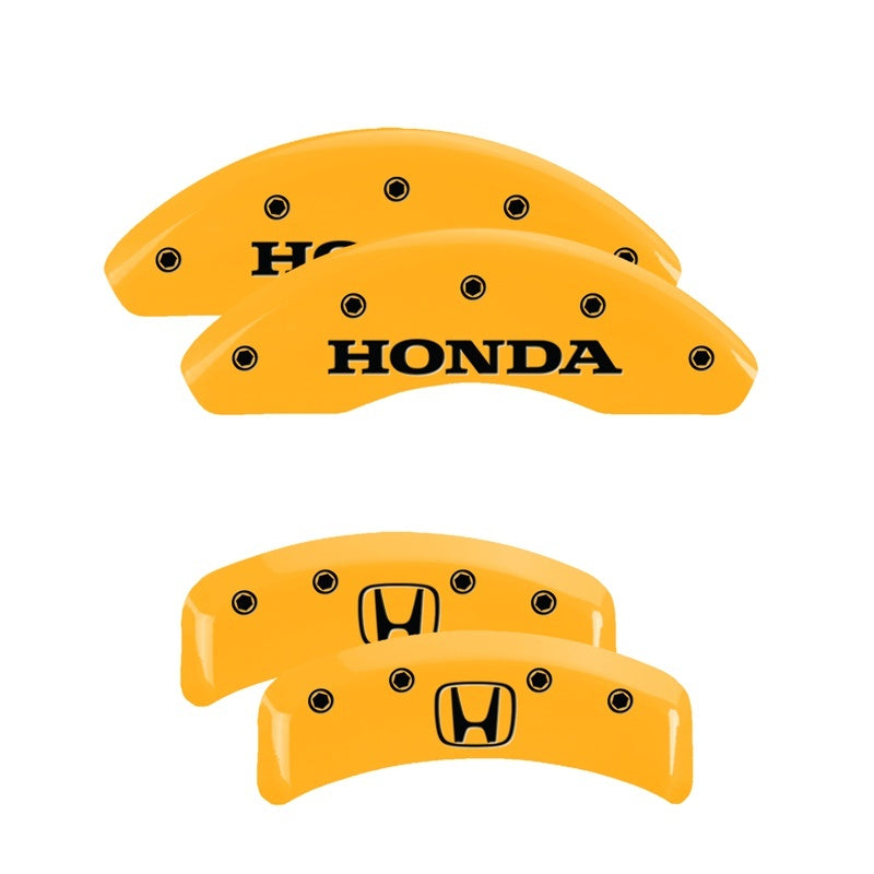 MGP 4 Caliper Covers Engraved Front Honda Engraved Rear H Logo Yellow finish black ch-thumbmail-2