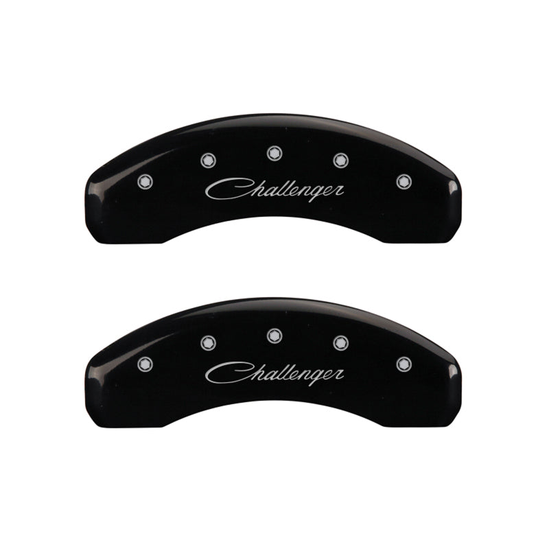 MGP 4 Caliper Covers Engraved Front & Rear Cursive/Challenger Black finish silver ch-thumbmail-4