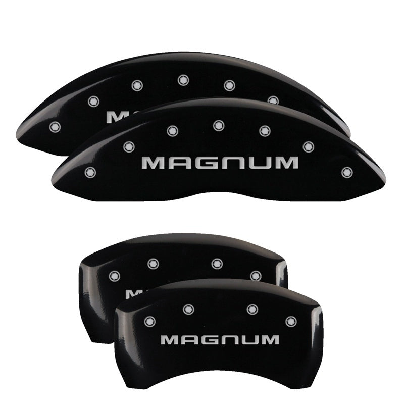 MGP 4 Caliper Covers Engraved Front & Rear RT1-Truck Black finish silver ch