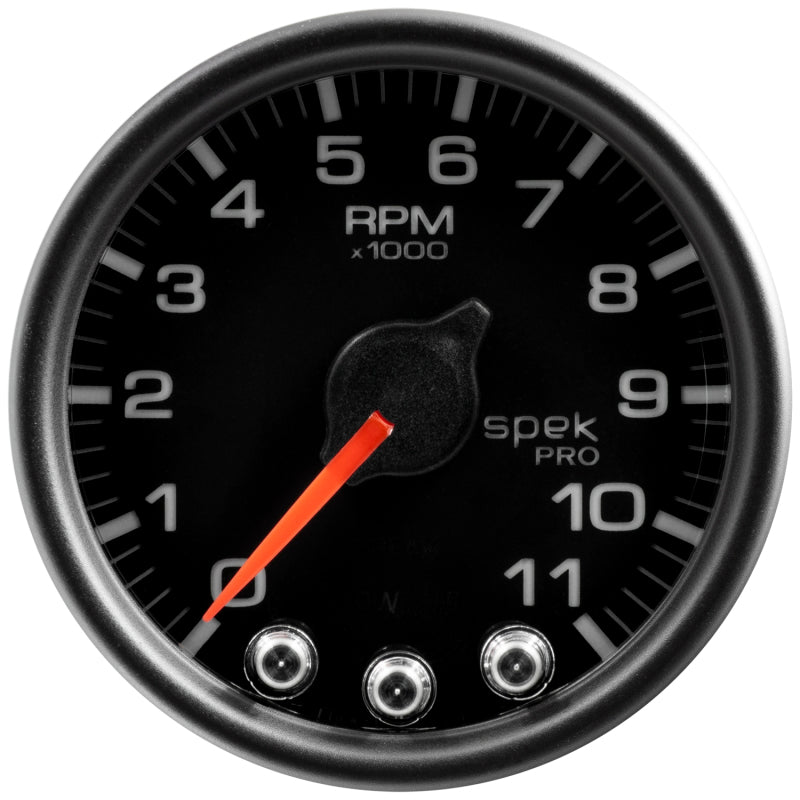 Autometer Spek-Pro Gauge Tach 2 1/16in 11K Rpm W/ Shift Light & Peak Mem Blk/Blk-thumbmail-2