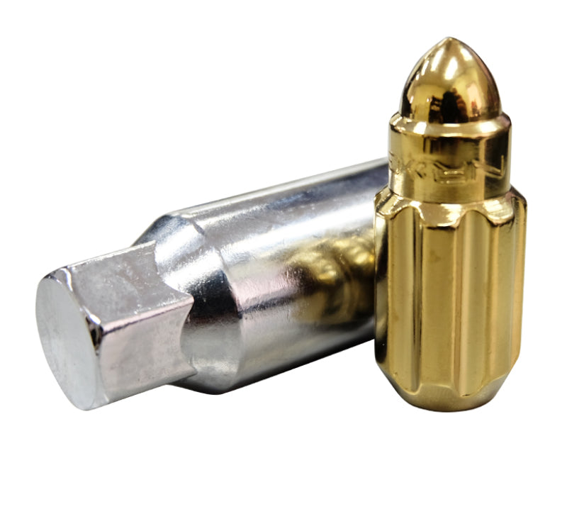 NRG 500 Series M12 X 1.5 Bullet Shape Steel Lug Nut Set - 21 Pc w/Lock Key - Chrome Gold-thumbmail-9