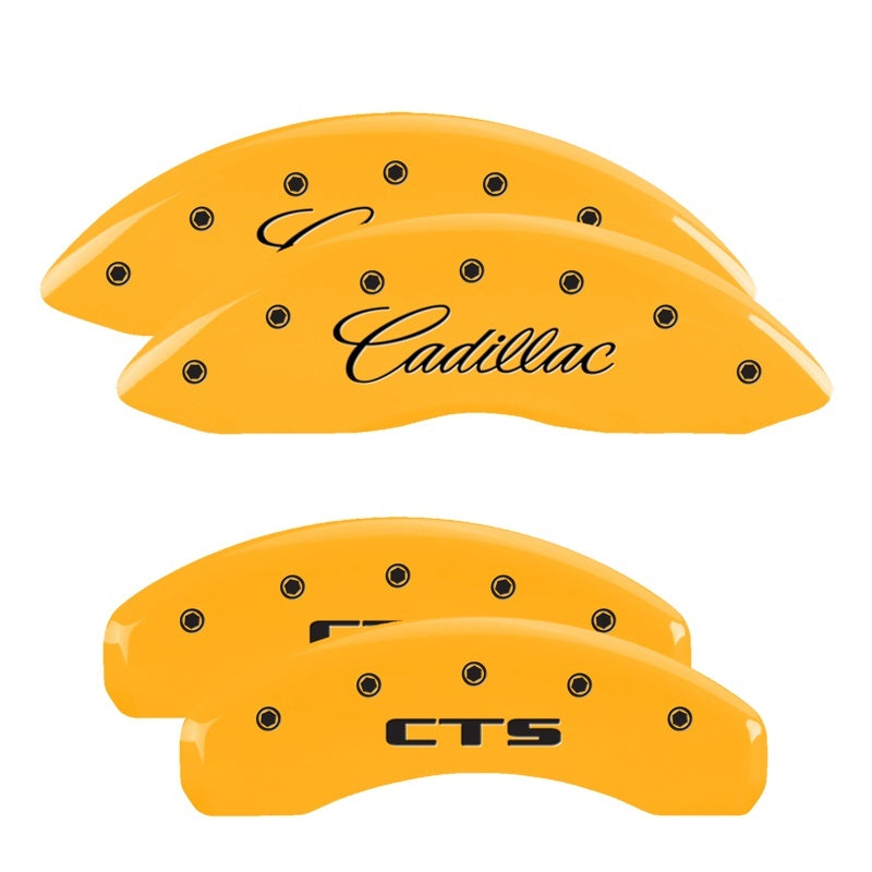 MGP 4 Caliper Covers Engraved Front Cursive/Cadillac Engraved Rear CTS Yellow finish black ch-thumbmail-3
