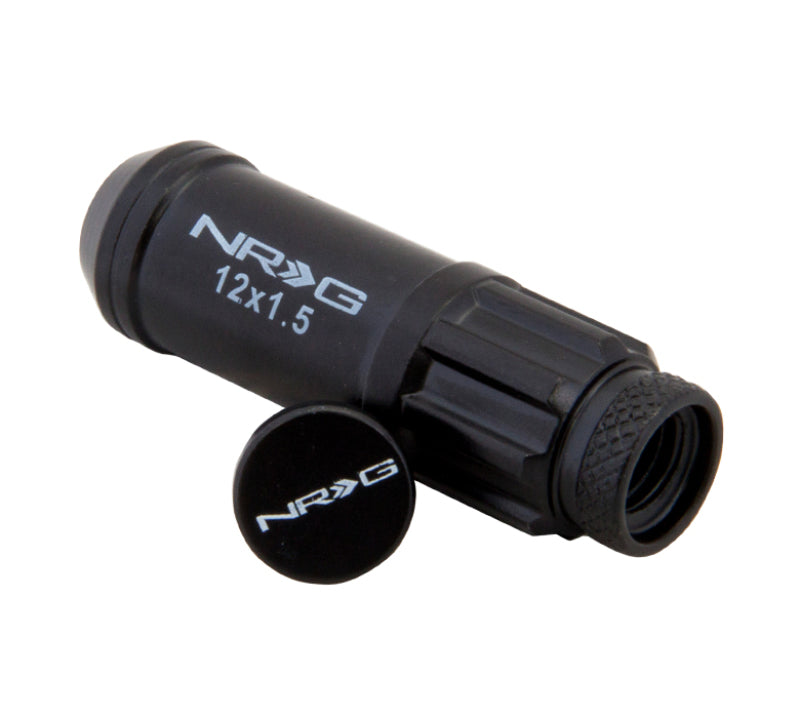 NRG 700 Series M12 X 1.5 Steel Lug Nut w/Dust Cap Cover Set 21 Pc w/Locks & Lock Socket - Black-thumbmail-4