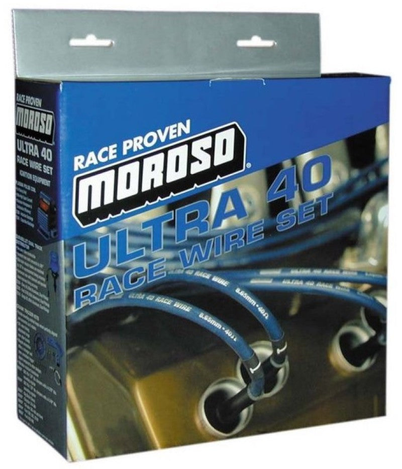 Moroso Ford 302 Ignition Wire Set - Ultra 40 - Sleeved - Non-HEI - 135 Degree - Blue-thumbmail-1