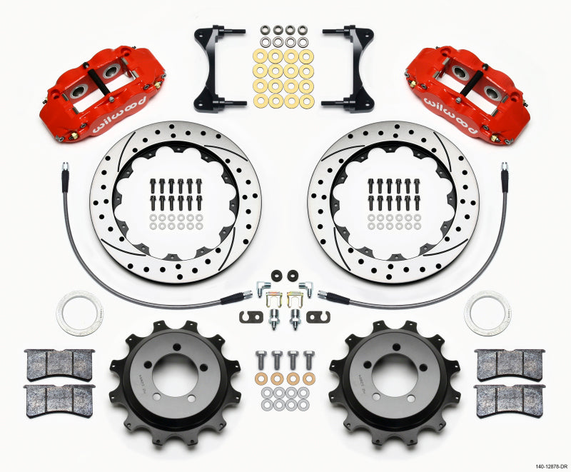 Wilwood Narrow Superlite 4R Rear Kit 12.88in Drilled Red 99-05 WRX / 99-07 Impreza-thumbmail-1