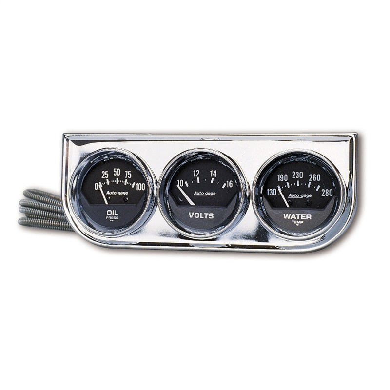 Autometer AutoGage 3-Gauge Console 52.4mm Mech 0-100 PSI Oil Press/ 10-16 V / 130-280 Deg Water Temp-thumbmail-1