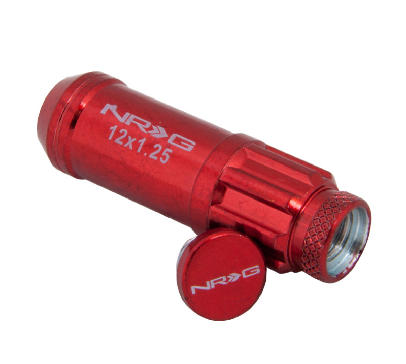 NRG 700 Series M12 X 1.25 Steel Lug Nut w/Dust Cap Cover Set 21 Pc w/Locks & Lock Socket - Red-thumbmail-8