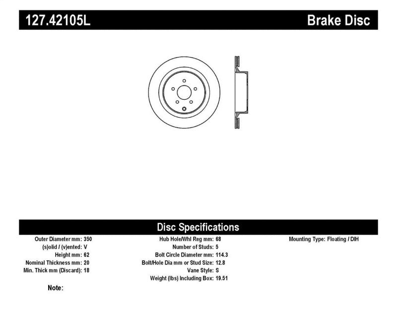 StopTech 09 Infiniti FX50 SportStop Slotted & Drilled Rear Left Rotor-thumbmail-1