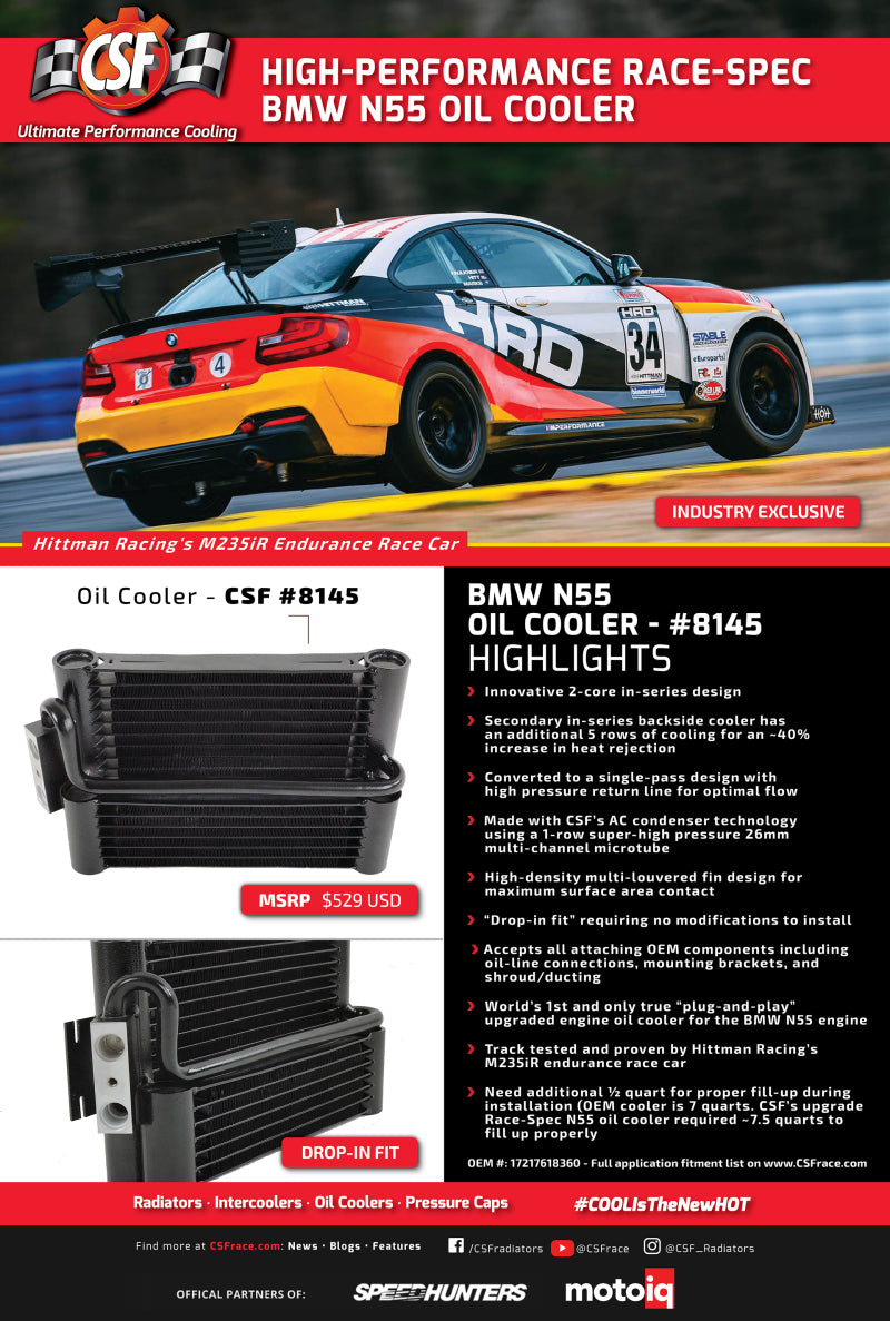CSF 11-16 BMW 135i(X) 5 Door F20 / M135i(X) 3 Door F21 Race-Spec Oil Cooler-thumbmail-9