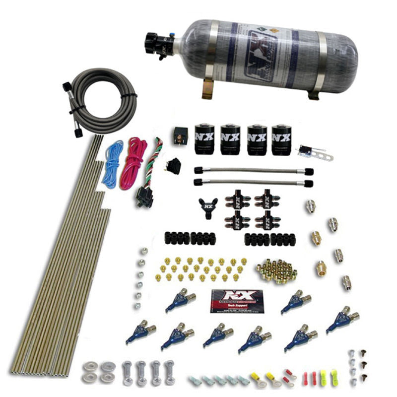 Nitrous Express 8 Cyl Piranha Direct Port 4 Solenoids Nitrous Kit (200-500HP EFI Jets) w/12lb Bottle-thumbmail-2