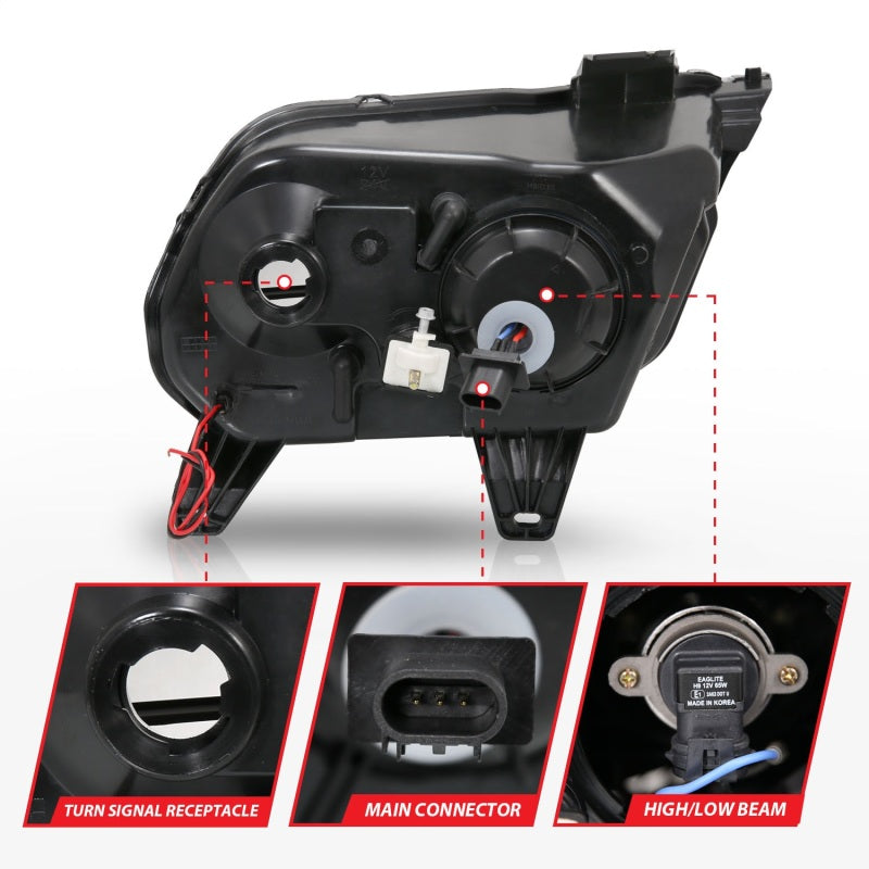 ANZO 2010-2014 Ford Mustang Projector Headlights w/ Halo Black (CCFL)-thumbmail-12