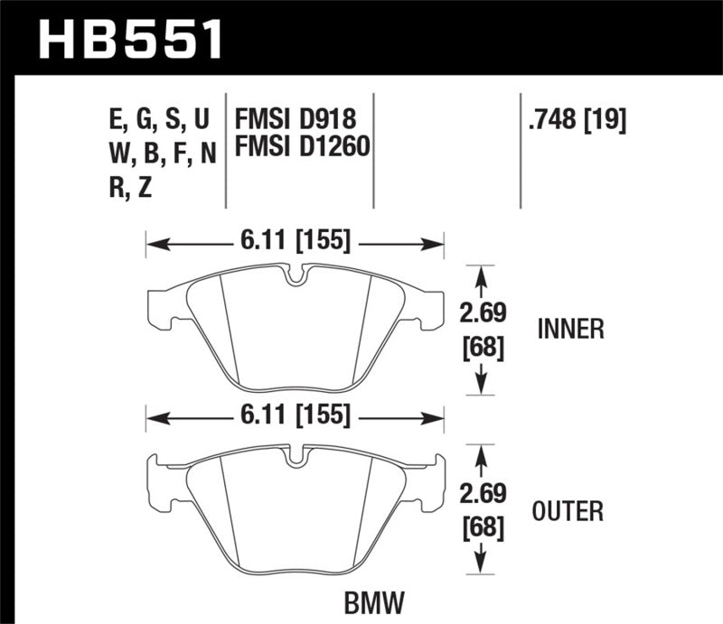 Hawk 2011 BMW 1 Series M 3.0L Base Front ER-1 Brake Pads-thumbmail-1