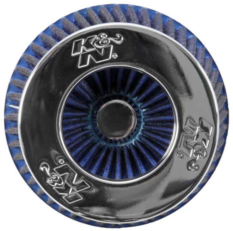 K&N Universal Air Filter Chrome Round Tapered Blue - 4in Flange ID x 1.125in Flange Length x 5.5in H-thumbmail-16