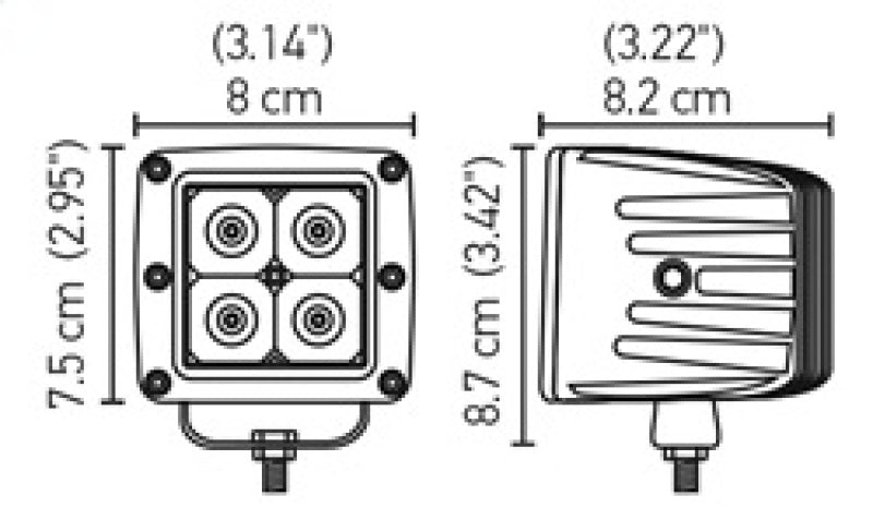 Hella HVF Cube 4 LED Off Road Kit - 3.1in 12W Spot Beam-thumbmail-13
