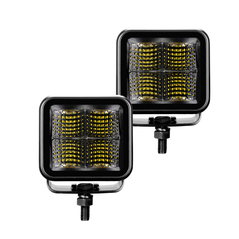 Go Rhino Xplor Blackout Series Cube LED Flood Light Kit (Surface/Threaded Stud Mnt) 2x2 - Blk (Pair)-thumbmail-2