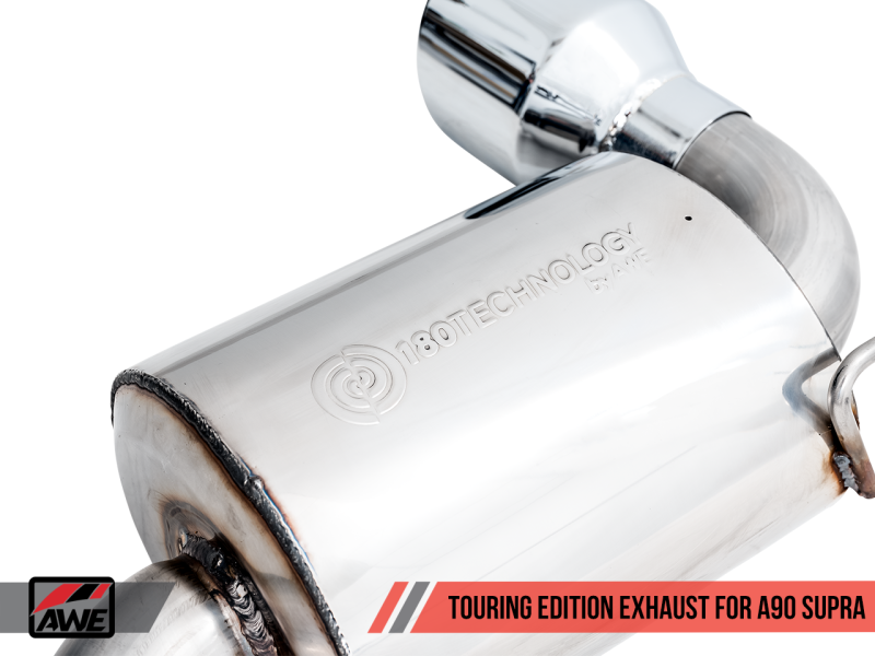 AWE 2020 Toyota Supra A90 Resonated Touring Edition Exhaust - 5in Chrome Silver Tips-thumbmail-8