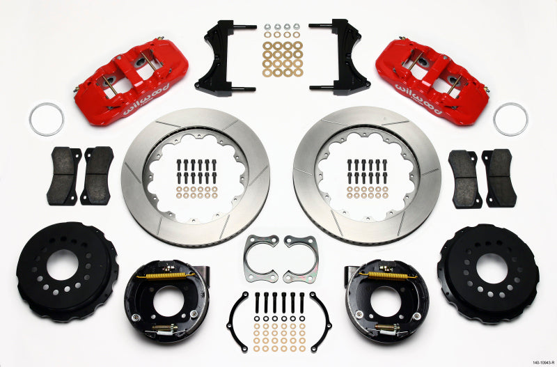 Wilwood AERO4 Rear P-Brake Kit 14.00in Red Chevy 12 Bolt w/ C-Clips-thumbmail-1
