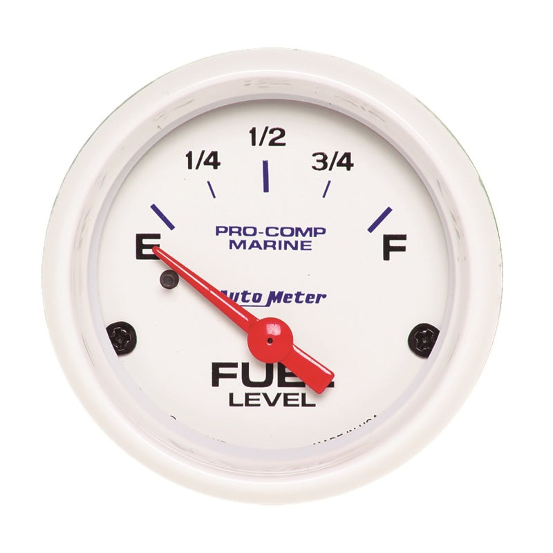 Autometer Marine White Gauge 2-1/16in Electric Fuel Level Gauge-thumbmail-1