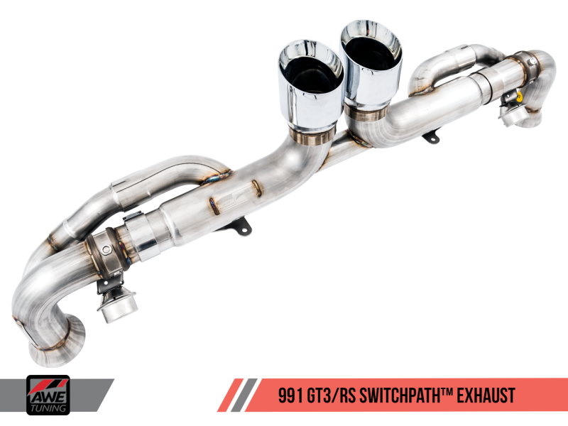 AWE Tuning Porsche 991 GT3 / RS SwitchPath Exhaust - Chrome Silver Tips-thumbmail-7