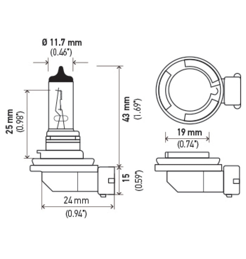Hella Optilux XY Series H8 Xenon Halogen Bulb 12V 35W Fog Bulbs - Pair-thumbmail-27