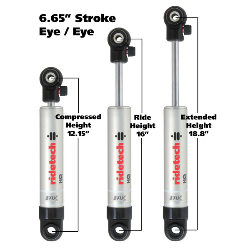 Ridetech HQ Series Shock Absorber Single Adjustable 6.65in Stroke Eye/Eye Mounting 12.15in x 18.8in-thumbmail-2