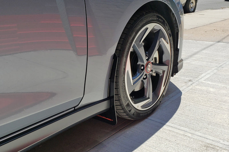 Rally Armor 19-21 Hyundai Veloster Turbo R-Spec Black UR Mud Flap w/ White Logo-thumbmail-6